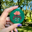 Hand embroidered floral brooch pin