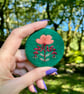 Hand embroidered floral brooch pin - Image 1