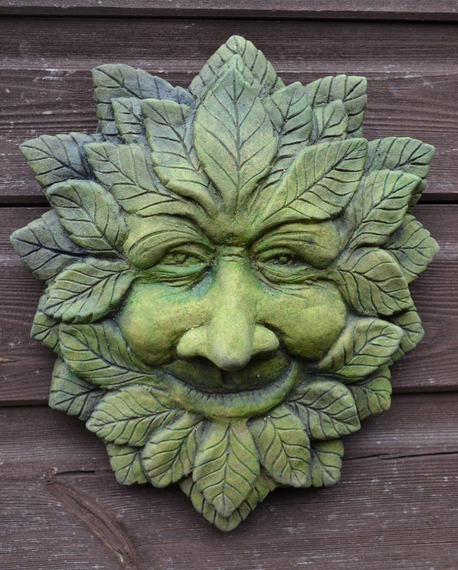 Large Wise Green Man Plaque plus Free Pocket Green Man