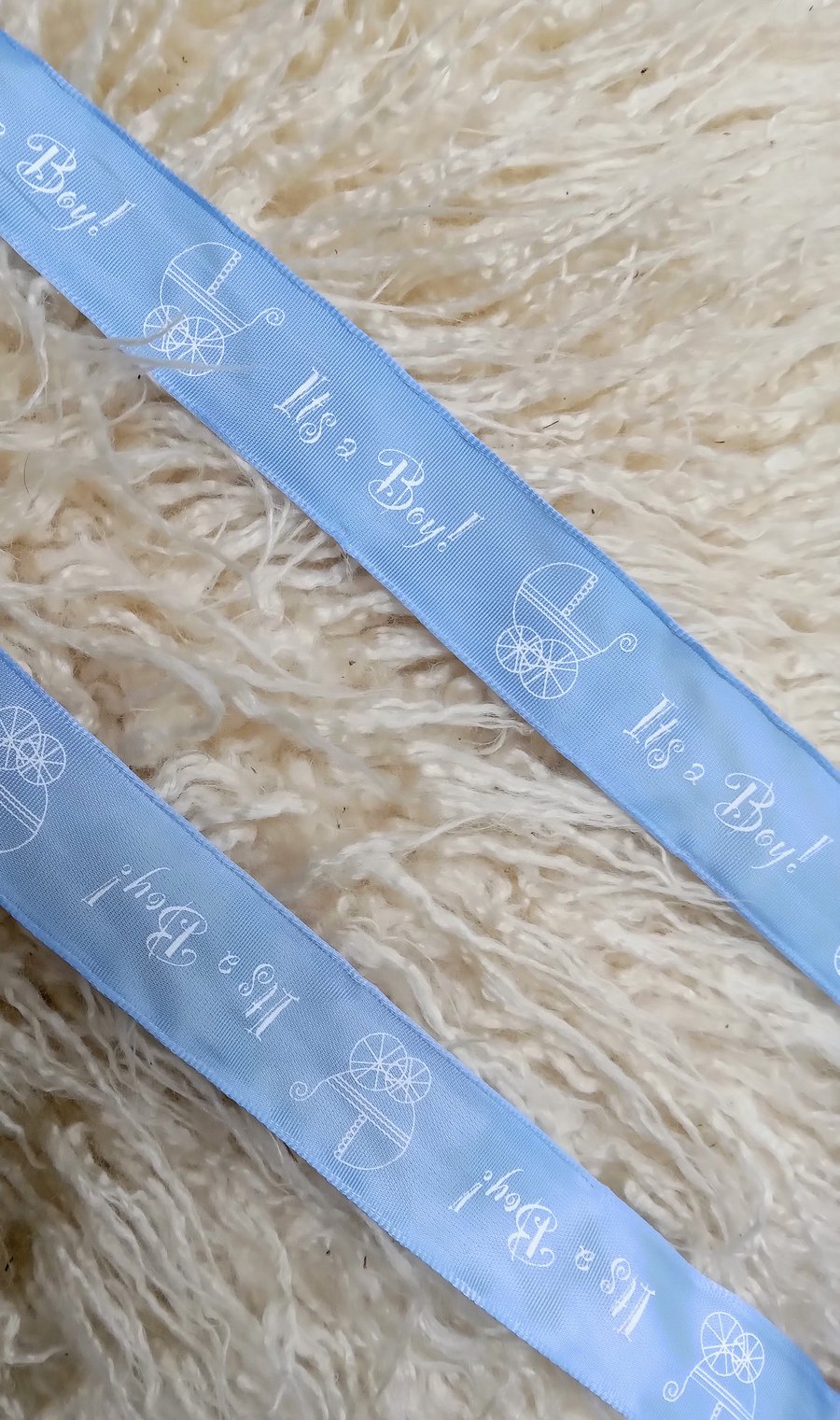 1 metre baby blue 2cm wide "It's a Boy" ribbon for gift wrapping