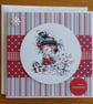 Little Girl with Penguin and Rabbit Christmas Card - Happy Christmas - Image 3