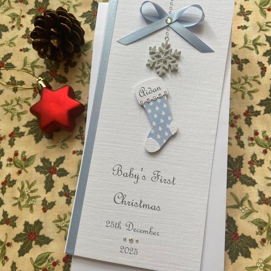 Personalised Baby’s First Christmas Keepsake Card Son Grandson Nephew 1st