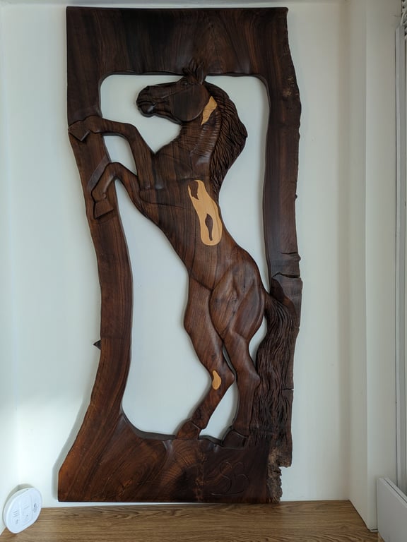 Hand carved wooden wild horse 