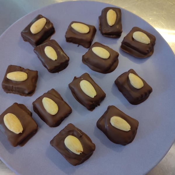 Chocolate dipped marzipan sweets! Vegan! Gluten free! Hand shaped! 10 x 20g!