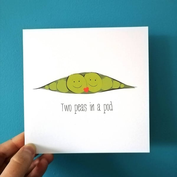 Two peas in a pod Card, Valentines Day card, anniversary, engagement card