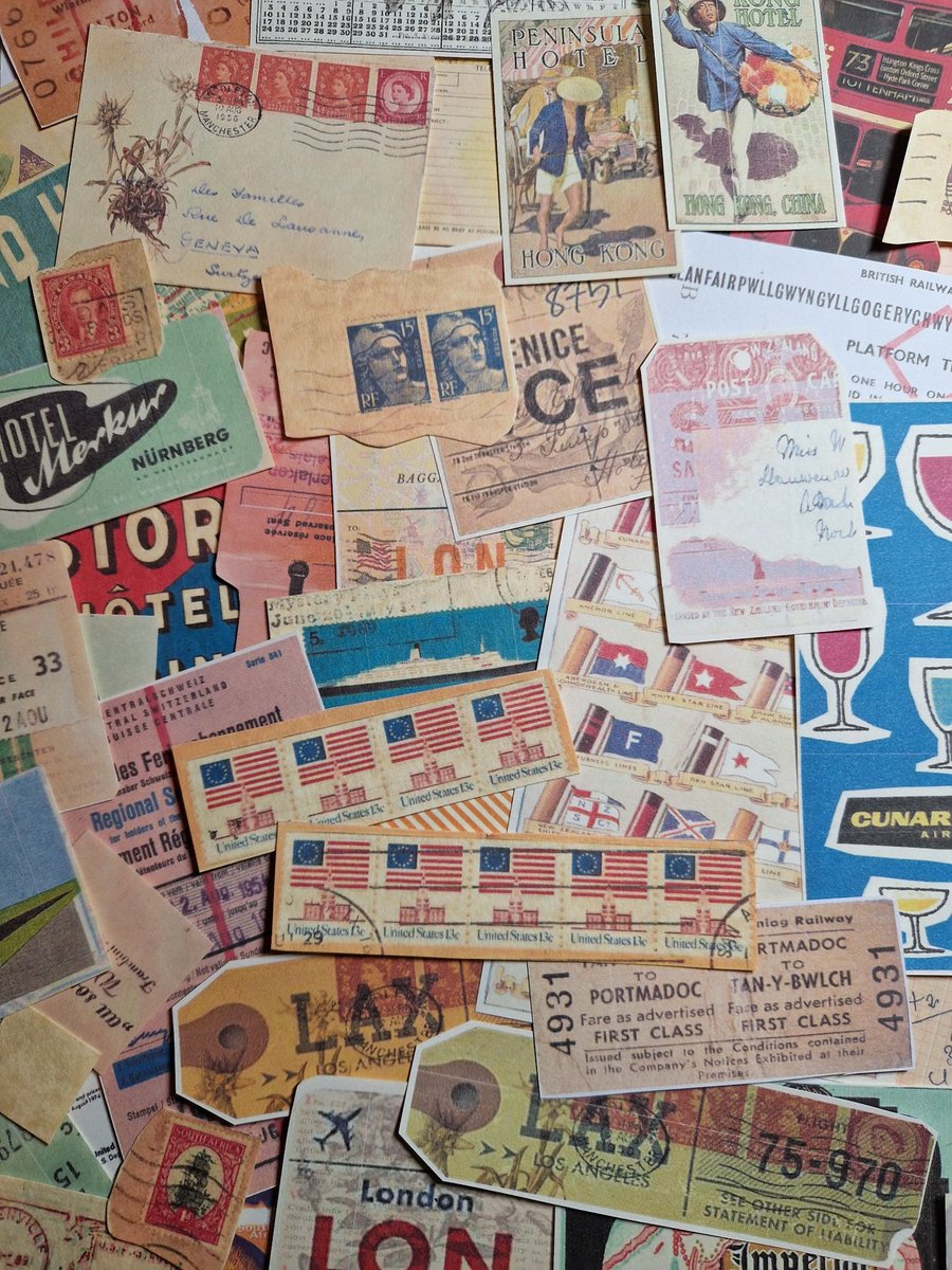 Vintage Travel Journal Kit 50 plus pieces for Scrapbooking