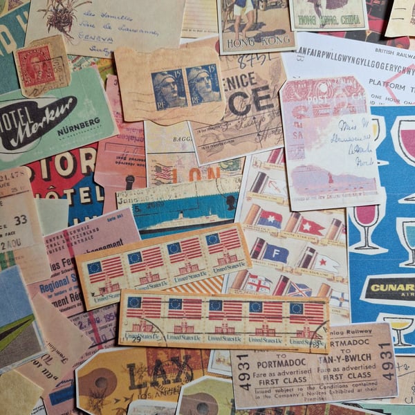 Vintage Travel Journal Kit 50 plus pieces for Scrapbooking