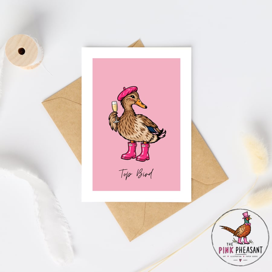 Top Bird Duck Greetings Card - Funny Friendship Card - Pheasant card - 