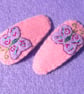Pair of Pink and Blue Felt Butterfly Handmade Hair Clips - Image 3