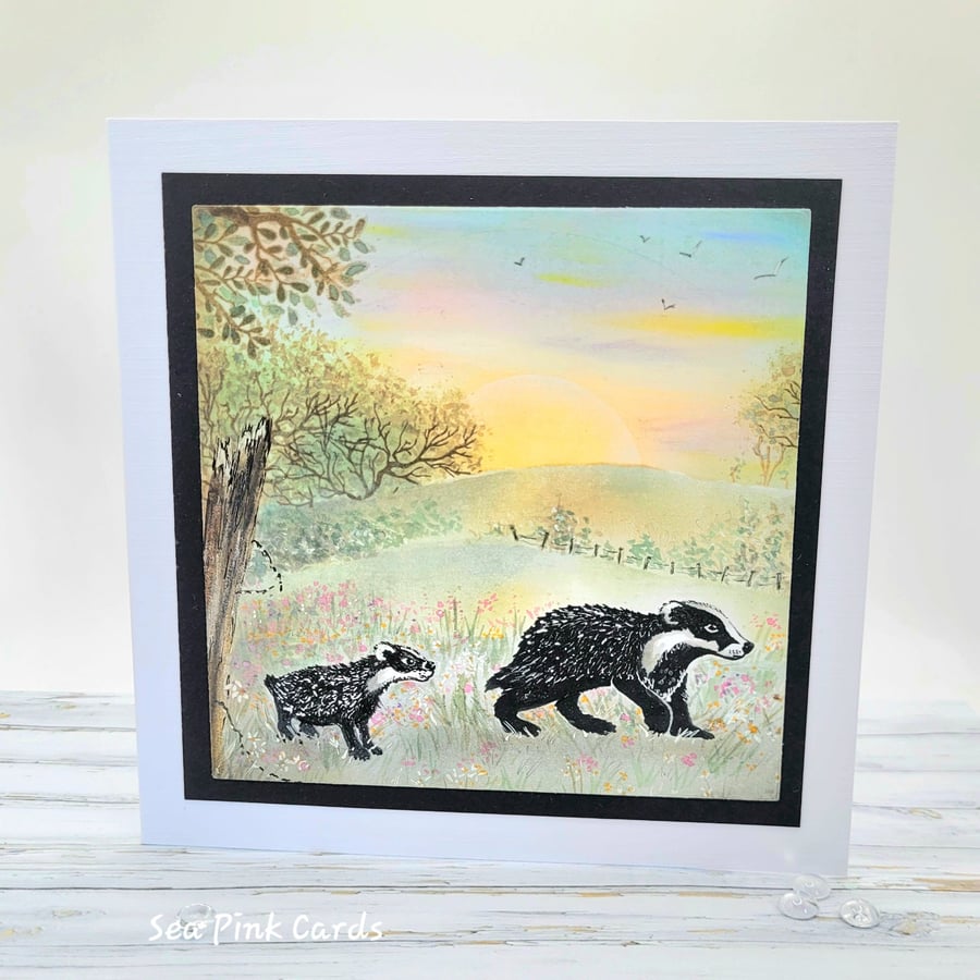 Badger Blank Card - birthday card, nature, countryside, wildlife