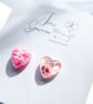 Dried flowers earrings, Floral heart earrings - Image 3