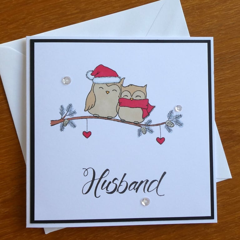 Husband Christmas Card - Owls