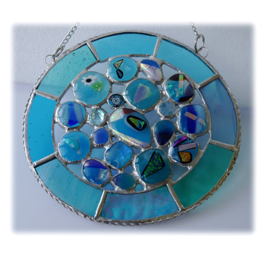 Rockpool Suncatcher Stained Glass Abstract Handmade fused 020