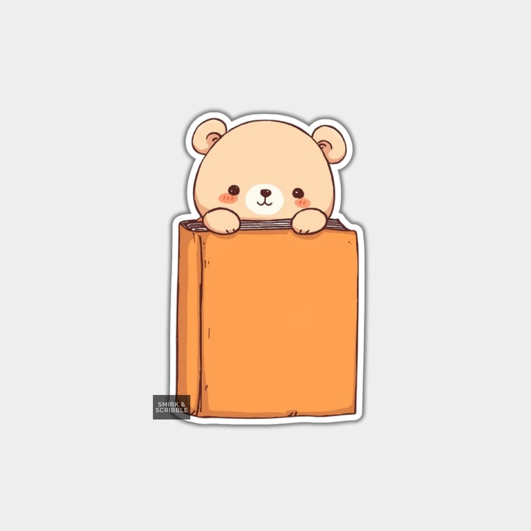 Funny Vinyl Sticker For Adults - Cute Teddy Bear & Book