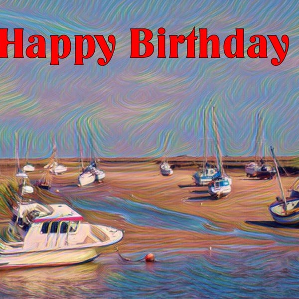 A5 Happy Birthday Boats Card 