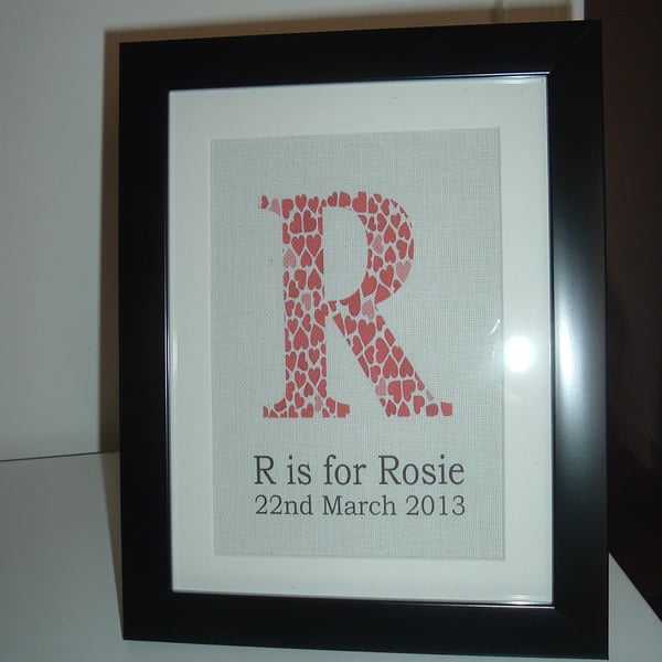 Personalised letter name and date canvas