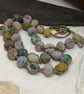 Crazy agate knotted cord green, yellow, brown and orange necklace, toggle clasp  - Image 9