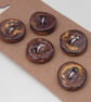 5 Small Round Dark Copper Ceramic Buttons - Image 4