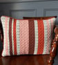 Patsy Cushion: Rust, Crocosmia & Tea Rose. Handwoven in Wales - Image 1