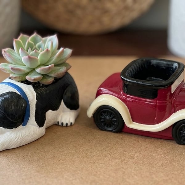 Handmade Eco-Stone Planters - Choose Your Shape: Vintage Car or Sleeping Puppy