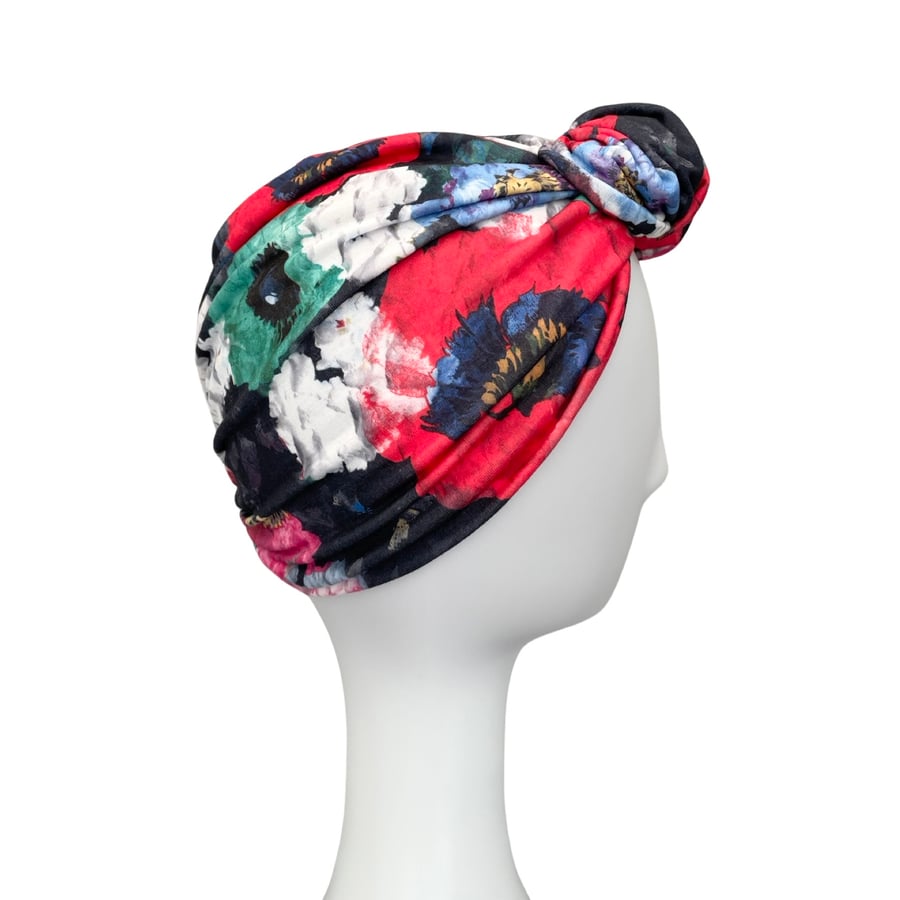 Floral Women's Turban, Colourful Turban Hat, Chemo Gift, Alopecia Knot Turban