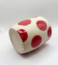Red Spotted Travel mug - Wheel thrown travel mug - Image 2