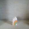 Miniature Wooden House, Rainbow House, Little House Ornament, Housewarming Gift