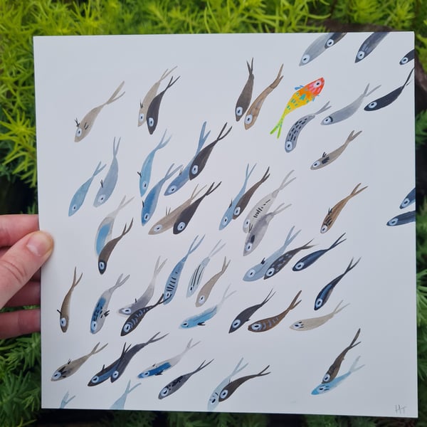 Original Watercolour hand painted vibrant, fish art