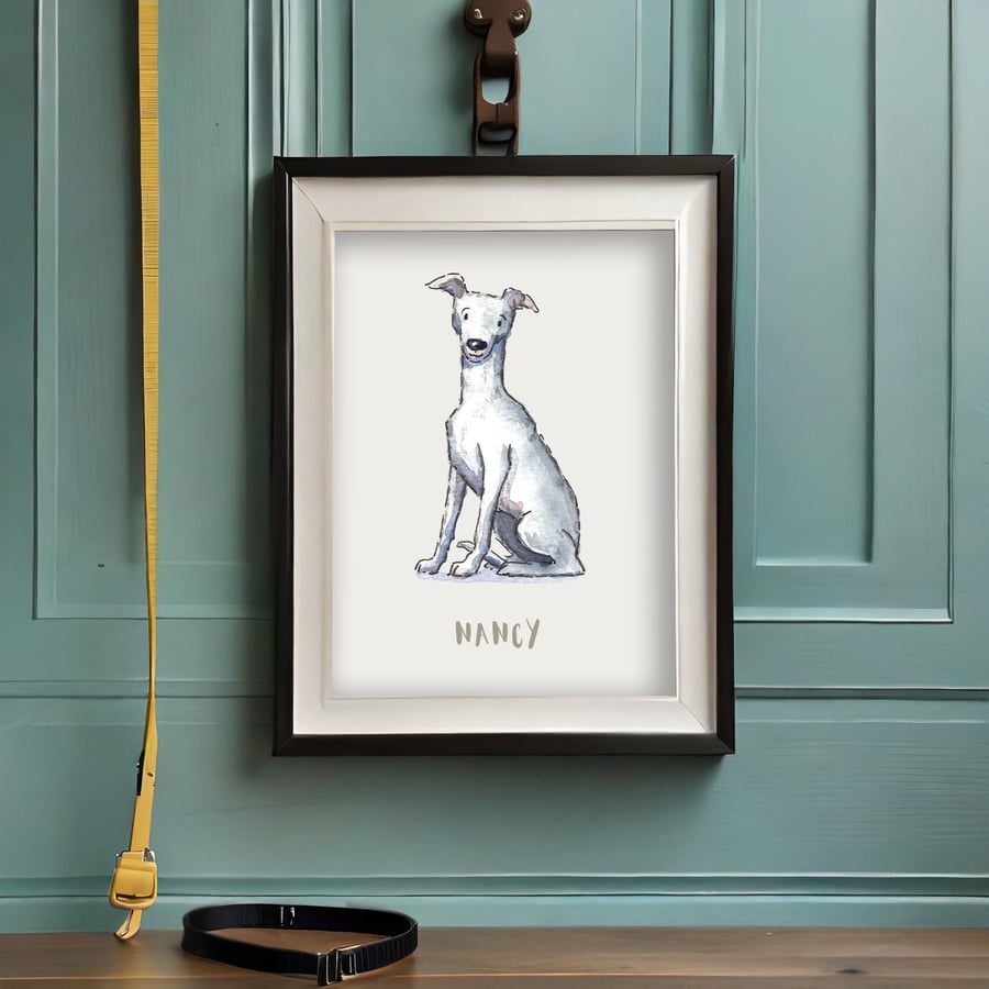 Whippet Personalised Dog Print