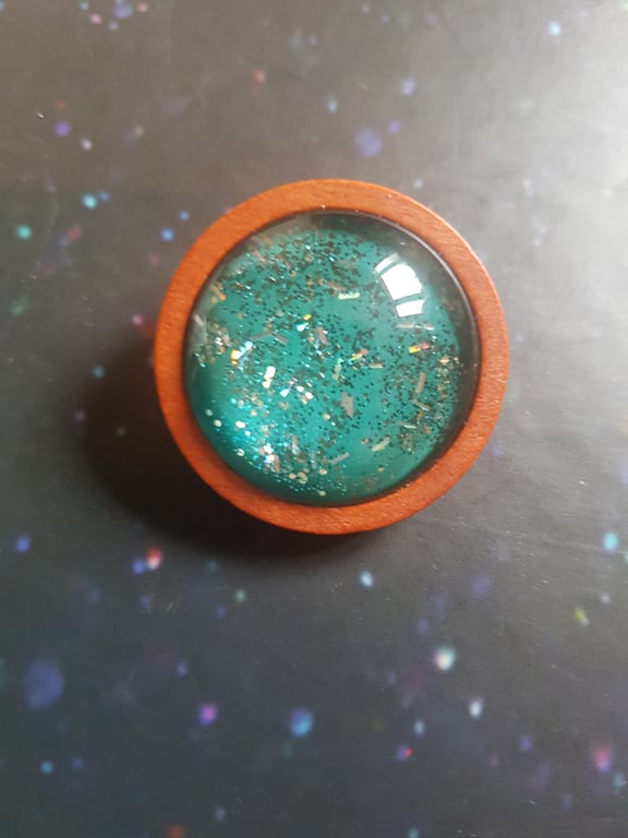 SPARKLING wooden handmade brooche