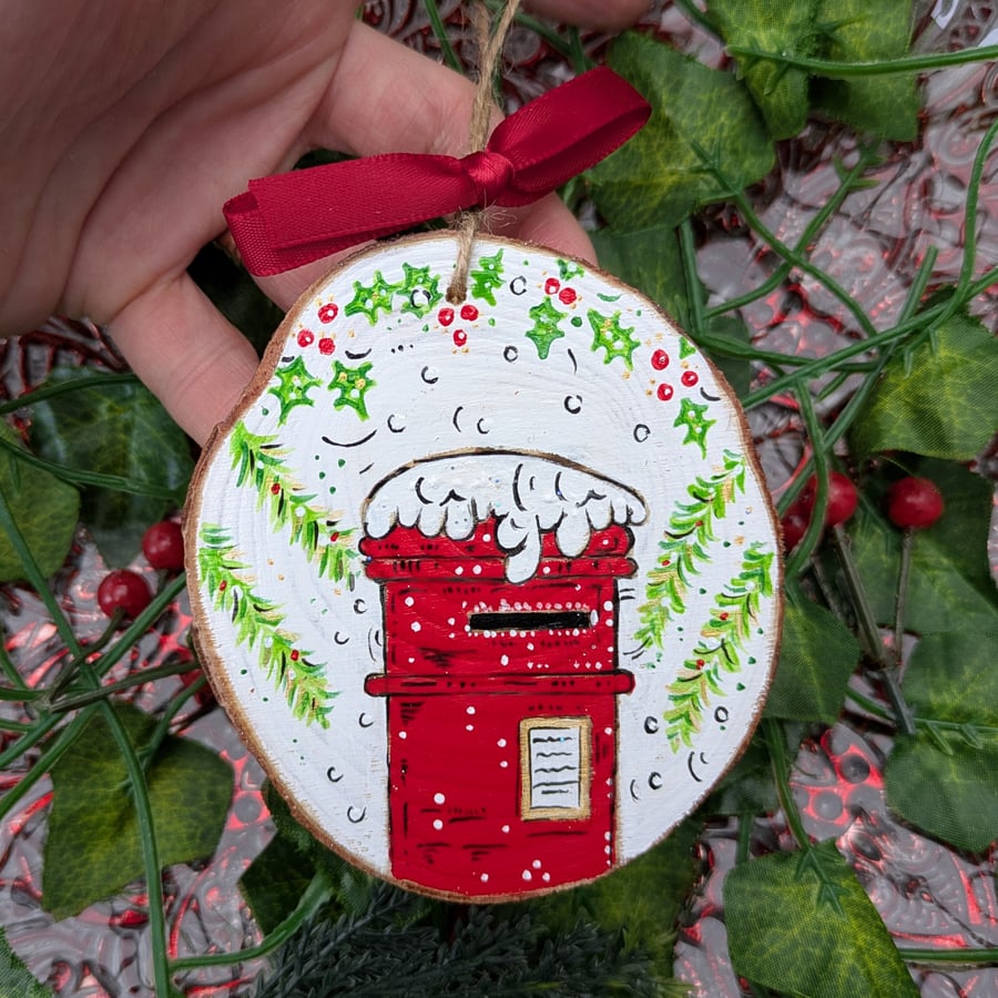 Post box hand-painted Christmas decoration