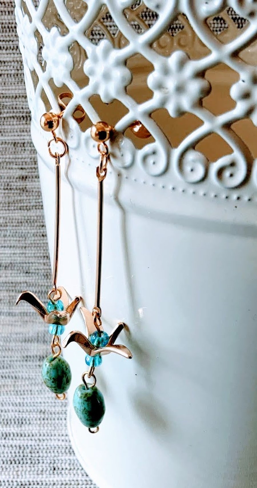 Origami crane bird earrings