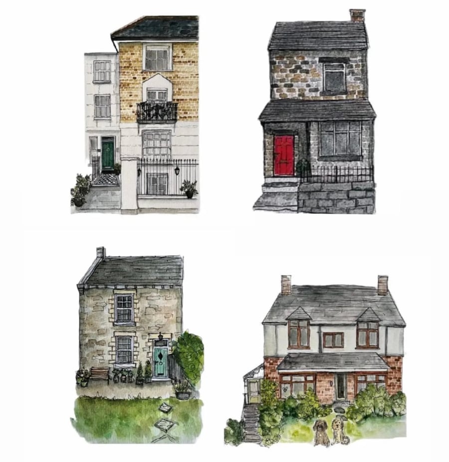 Hand-painted House Portrait 