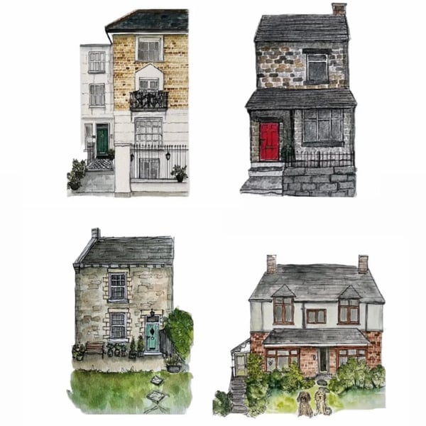 Hand-painted House Portrait 