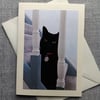 Black Cat Large Photographic Card Size 7" x 5" (18cm x 13cm) Blank