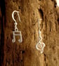 Silver Treble Clef and Semiquaver Earrings, Music Jewellery, Music note Earrings