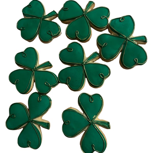 Shamrock Decorated Cookies - Hand Iced Royal Icing - Handmade in London