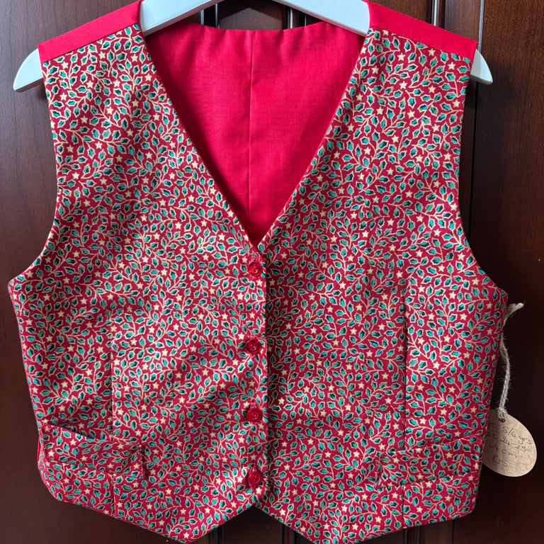 Child's Tiny Holly Leaves Waistcoat
