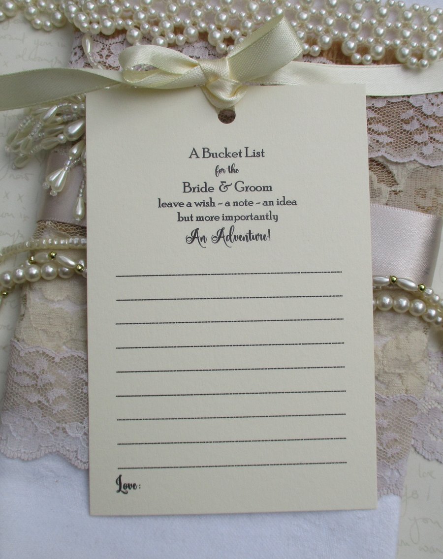 Bucket List for the Bride & Groom - Guest Book Idea - Wedding Favor set of 10