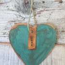Heart verdigris copper decoration