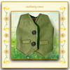 Tailored Green Felt Waistcoat - Lined with Fox Print Cotton