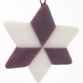 Lilac & White Fused Glass Star Christmas Tree Decoration