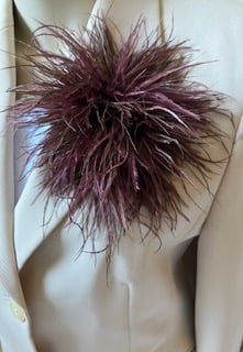 Brown Mix Ostrich Feather Style Brooch - Corsage Lapel Pin - large Size