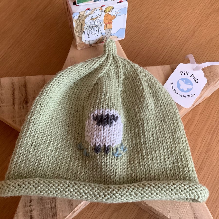 Hand Knitted Cashmere Blend Baby Beanie 3-9 Months 