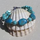 Blue Crazy Lace Agate & Turquoise Magnesite Gemstone Bracelet "Calypso"