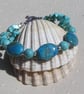 Blue Crazy Lace Agate & Turquoise Magnesite Gemstone Bracelet "Calypso"