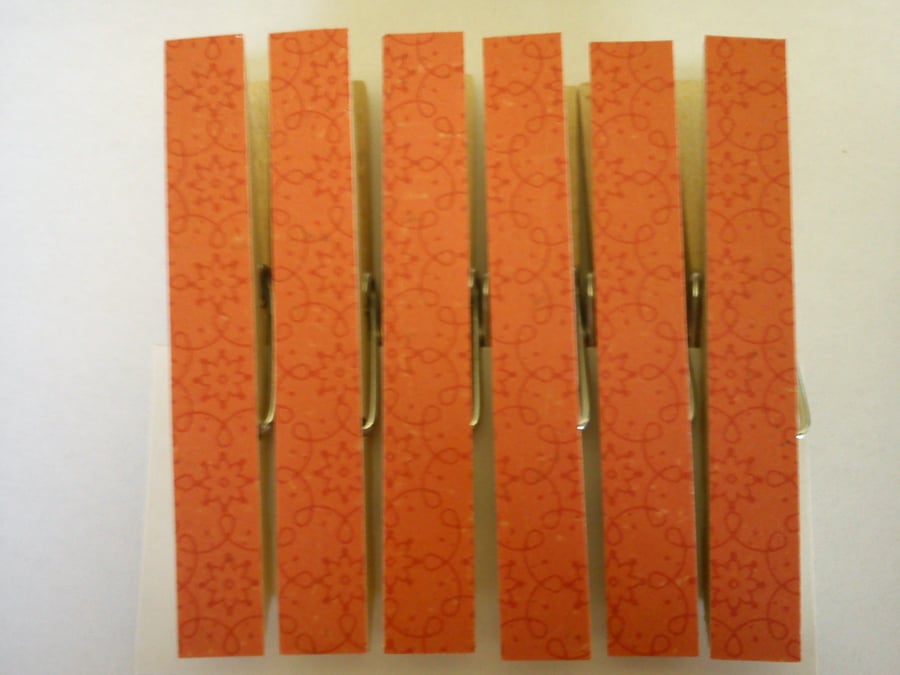 Orange patterned magnetic pegs fridge magnets memo peg