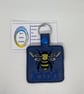 Embroidered Bee square blue - Image 1