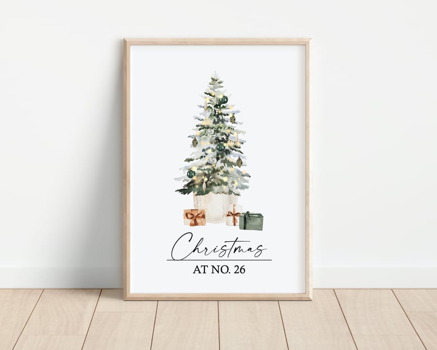 Personalised Christmas Tree Print Wall Art Home Decor Festive Gift