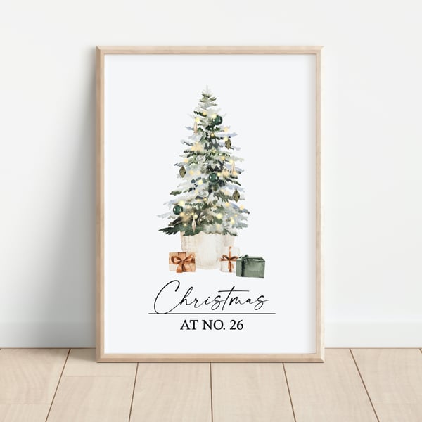 Personalised Christmas Tree Print Wall Art Home Decor Festive Gift